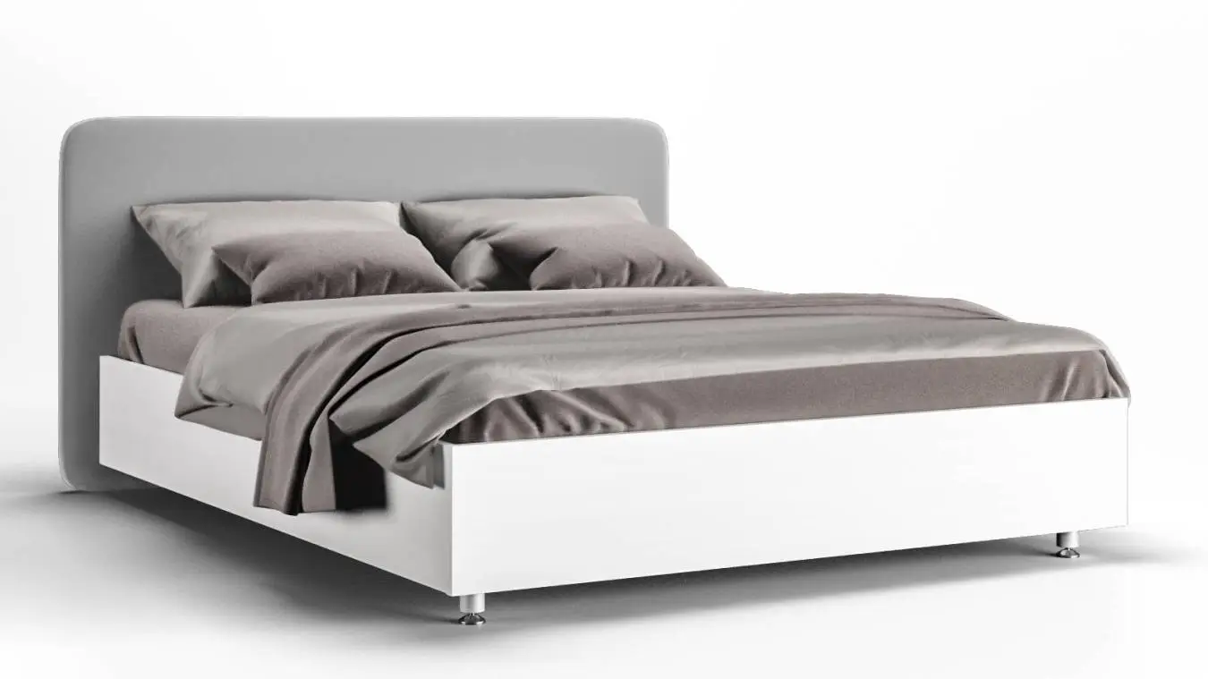 Мягкая кровать Bliss Ice, цвет Белый премиум на высоких ножках с прямым изголовьем Askona фотография товара - 2 - большое изображение